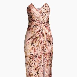 Pink Floral Strapless Midi Dress - Katie May